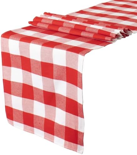 ShinyBeauty 4 Packs Checkered Table Runners 72 Inches Long Red and White Table Runner Christmas Plaid Linen for Farmhouse Dinning Tables Cotton Gingham Fabric Table Decor(14"X72") by ShinyBeauty