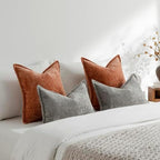 DEZENE Pack of 2 Burnt Orange Fall Decorative Throw Pillow Covers 22x22 Cozy Soft Chenille Accent Vintage Square Couch Pillow Covers for Home Decor Bed Sofa Living Room - Image 5