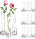 Hewory Glass Bud Vases for Centerpieces Set of 18, Handmade Modern Clear Small Skinny Decorative Single Flower Vase, Minimalist Slim Floral Vase for Home Wedding Party Events Table Decor, 7.87" by Hewory