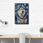 Metal Sign Vintage Tin Sign Alaskan Malamute Starry Night Elegance Majestic Malamute and Night Sky for Home Lodge and Seasonal Decor Corrosion Resistant Aluminum 8×12 Inches with Metal Frame - Image 3