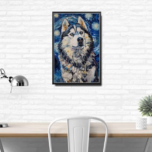 Metal Sign Vintage Tin Sign Alaskan Malamute Starry Night Elegance Majestic Malamute and Night Sky for Home Lodge and Seasonal Decor Corrosion Resistant Aluminum 12×16 Inches with Metal Frame - Image 3
