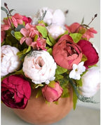 FiveSeasonStuff Burnt Pink and Dusty Pink Vintage Artificial Peonies Silk Flowers and Hydrangeas for Wedding Bridal Home Decor – Beautiful Floral Centerpiece Bouquet (Fireside Romance) - Image 4