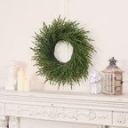 26" Artificial Norfolk Pine Wreath, Christmas Greenery for Front Door Decor - Image 5
