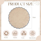 Set of 24 Linen Boho Cotton Placemats 15" Round Scalloped Blue - Image 2