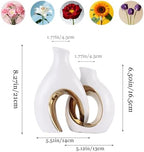 Ceramic Vase Set of 2 for Home Decor, White and Gold Abstract Intertwined Sculptural Vases, Decorative Pottery Centerpiece for Living Room, Dining Table or Entryway, Minimalist Art Decor Gift - Image 2