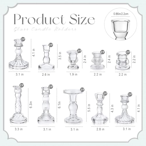 Mumufy 40 Pcs Glass Taper Crystal Candle Holders,Classic,Clear - Image 2