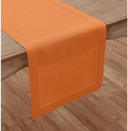 Solino Home 100% Pure Linen Table Runner Pumpkin Hemstitch, 14 x 144 in - Image 2