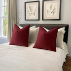 MIULEE Pack of 2 Christmas Burgundy Chenille Pillow Covers 18x18 Inch - Image 5