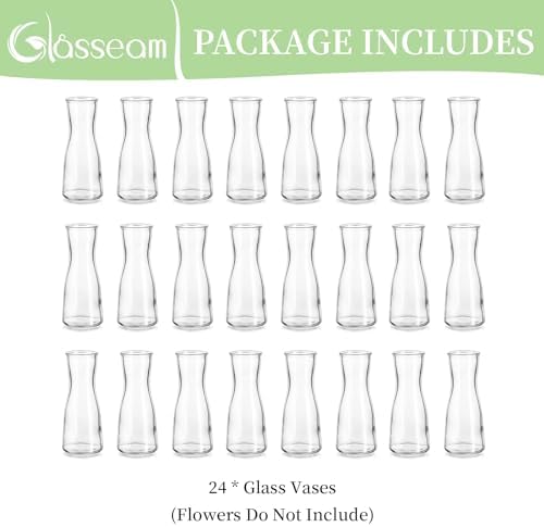 Glasseam Glass Bud Vases for Centerpieces: Clear Flower Vase Set of 24 Modern Small Vases for Flowers Minimalist Cute Decorative Vases for Decor Wedding Table Dining Room Decoration - Image 6