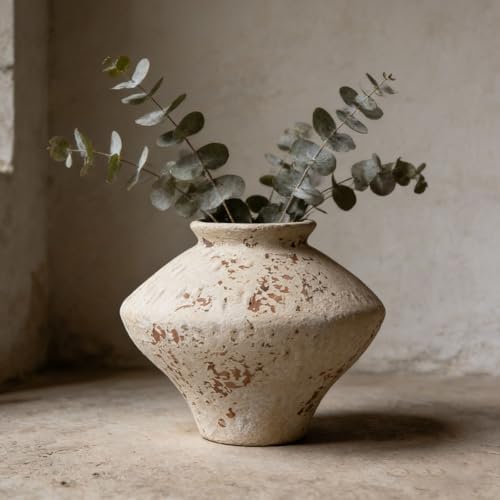 Wabi Sabi Rusty Vintage Vase, 6.3" Tall Wabi Sabi Decor Rustic Farmhouse Pottery Vase for Centerpiece, Textured Pottery Flower Vases for Home Decorative, Table, Living Room, Bedroom, Bathroom, Kitchen - Image 4