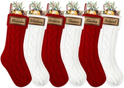 XOYTN 6 Pack Personalized Christmas Stockings,18” Knitted Hanging Stocking by Unknown