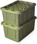 HOMZ Durabilt Plastic Storage Bins with Lids, 27 Gal, Green Camo, 2 Pack by Homz
