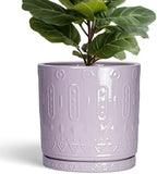 Eightpot Ceramic Plant Pots, 12 Inch Pots for Plants Indoor Outdoor, Round Planter with Drainage Hole and Tray, Modern Decorative Flower Pot, Home Apartment Decor, House Warming Gifts, Purple by Eightpot