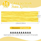 16 Pack Lemon Yellow Cheesecloth Table Runners 20x120 Inch Gauze Table Runner 10FT Easter Cheese Cloth Table Runner Rustic Sheer Runner for Wedding Baby Shower Birthday Party Table Decor - Image 2
