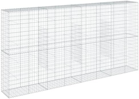 vidaXL Gabion Basket with Cover 157.5"x19.7"x78.7" Galvanized Iron - Image 7