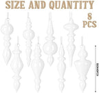 Mifoci 8 Pcs 6 Inch Mercury Glass Finial Christmas Ornaments,White - Image 2