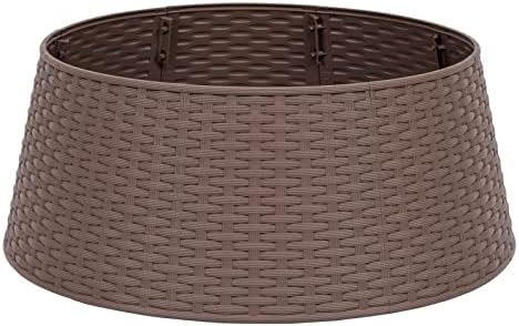 HarcoHome Christmas Tree Collar, 28.4" D Round Base Cover, Plastic Rattan Collar, Tree Ring for Artificial Trees, Tree Skirt for Artificial Xmas Tree Decorations (Extra Large, Brown) - Image 2