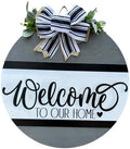 Wood front door sign Wood sign Home decor Welcome sign Sign for front door House warming gift Wedding gift (Welcome to our home-UV096(A1) S004, 11" Width) by Unknown