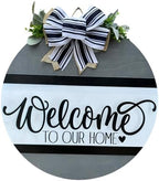 Wood front door sign Wood sign Home decor Welcome sign Sign for front door House warming gift Wedding gift (Welcome to our home-UV096(A1) S004, 22" Width) by Unknown