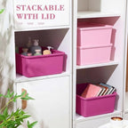Menkxi 4 Pcs Storage Bins with Lids, Dark Pink, Light Pink, Large - Image 3