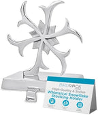 BIRDROCK HOME Whimsical Snowflake Stocking Holder for Mantle – Weighted Metal Hooks for Christmas Stockings – Sturdy Hangers for Fireplace, Shelf, Stairs – Heavy Modern Stand for Hanging Socks –Silver by BIRDROCKHOME