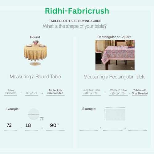 Ridhi Block Print Round Tablecloth Bubblegum Pink 132 Inch 100% Cotton - Image 3