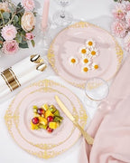 Nervure 175Pcs Pink Plastic Plates, Disposable Party Plates for 25 Guests - Image 6