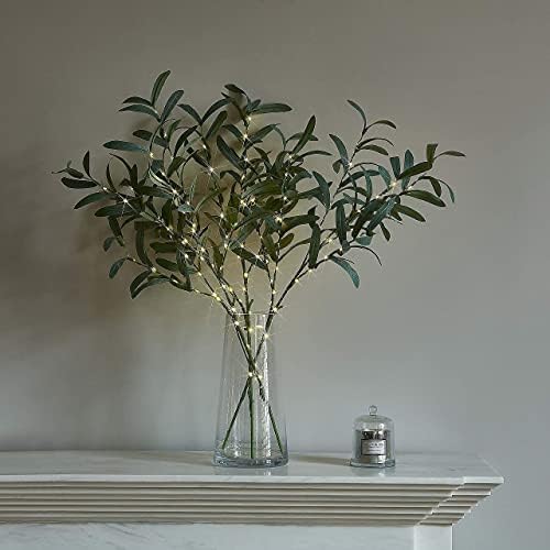 Hairui Lighted Olive Branches with Timer 24IN 72LED Battery Operated, Artificial Greenery Olive Tree Branch with Fairy Lights for Wedding Christmas Home Indoor Outdoor Decoration - Image 5