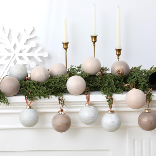Yunlly 12 Pcs Neutral Christmas Ornament, Ivory Taupe Beige, 3.15'' - Image 6