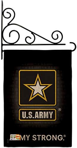U.S. Army Burlap Garden Flag - Set Wall Holder Armed Forces Rangers United State American Military Veteran Retire Official - House Decoration Banner Small Yard Gift Double-Sided Imported 13 X 18.5 by Breeze+Decor