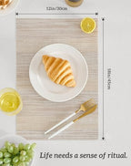Leetaltree Lightsteel Beige with Yellow Placemats Set of 12 - Heat Resistant Non-Slip Place mats for Dining Table, Washable Durable PVC Vinyl Woven Table Mats (Lightsteel Beige with Yellow, 12) - Image 6