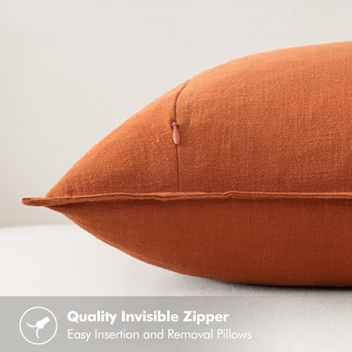 MIULEE Decorative Linen Euro Sham Pillow Covers 26x26 Burnt Orange - Image 3