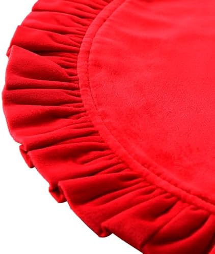 16.5 Inch Velvet Round Placemat with Ruffle for Dining Table Outdoor Placemats Non-Slip Washable for Gathering, Occasional Decoration and Family Parties Celebrations Set of 4, Red - Image 2