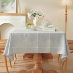 Zobesta Linen Table Cloth Rectangle Tables 60x120 in Plaid Gray Tablecloth - Image 2