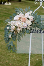 Faux Flower Swag Set of 2 for Wedding Welcome Signs Floral Swag Wedding Reception Ceremony Signs Decor (Champagne & Cream) - Image 3