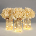 Set of 3 Mason Jar Lights, Champagne Hydrangea Holiday Table Decor by ysnn
