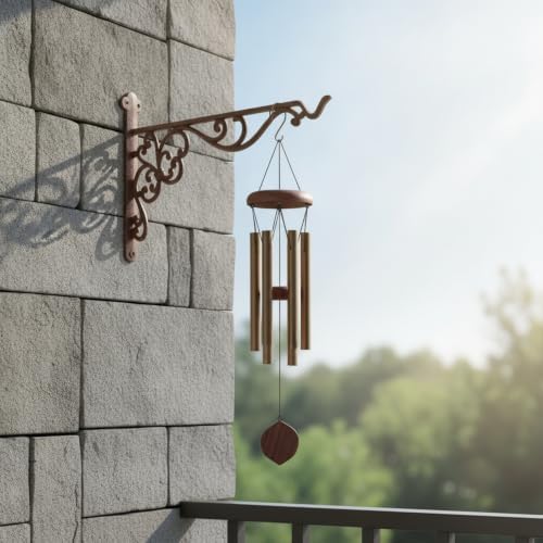 Landhoow 4 Pcs 15.6" Cast Iron Hanging Outdoor Wall Hanger, Rust Brown - Image 7