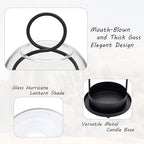 Hurricane Candle Holders Set of 2, 5" & 4" Metal and Glass Candle Lantern with Clear Dome for Pillar Candle, Wedding & Christmas Table Centerpiece, Farmhouse Home Decor (Black, Large & Small) - Image 4