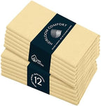 Light Yellow Cloth Dinner Napkins, 12 Pack, 100% Cotton, 17x17 Inches, Soft, Classic Farmhouse Style, Washable, Ideal for Easter Lunch, Weddings, Family Meals, Pale Yellow by HEIRLOOMCOMFORT