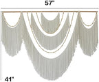 Macrame Wall Hanging Boho Yarn Art Tassel Beaded Handmade Decor 57"W*41"L - Image 6