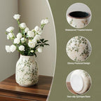Ceramic Flower Vase for Home Decor, Vintage Green Decorative Vase 7.8 Inch - Image 5