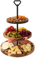 Elegant Charcuterie Boards Three Tiered Acacia Cheese Board and Cupcake Stand with 360° Easy-to-Spin Trays, Perfect for Gatherings, Housewarming Gifts, Celebrations, and Daily Usage. by Unknown