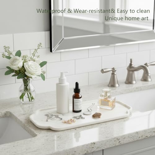 MARMOR Natural Calacatta Marble Tray, Luxury Vanity Tray for Bathroom Counter, Perfume Organizer, Jewelry Tray, Candle Holder Decor, Kitchen Countertop Organizer, Elegant Home Decorative Tray Gift - Image 4