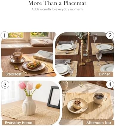 Placemats Set of 6, 12 x 17 Inch, 100% Natural Ramie, Handwoven - Image 3