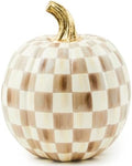 MACKENZIE-CHILDS Resin Pumpkin, Small, Brown-and-White Mocha Check by Unknown