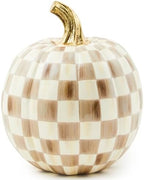 MACKENZIE-CHILDS Resin Pumpkin, Small, Brown-and-White Mocha Check by Unknown