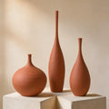 Ceramic Vases Set of 3, Modern Boho Vases for Centerpiece Decor, Matte Terracotta Brown Minimalist Decorative Vases for Home Decor, Living Room, Bookshelf, and Entryway Table Decor by DecoVlog