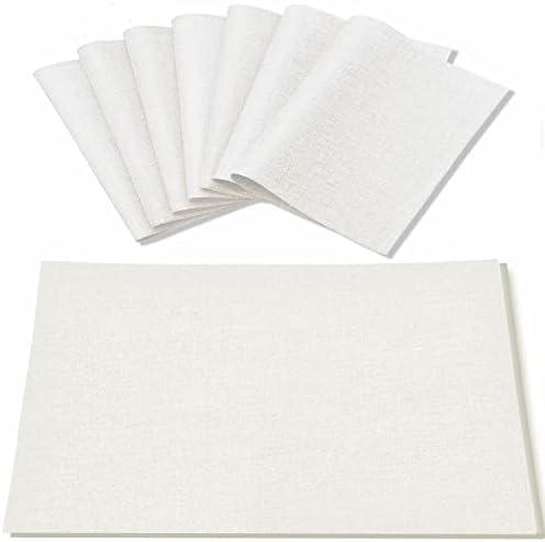 Cloth White Placemats Set of 8, Linen Type Fabric Placemats Machine Washable Heat Resistant Placemats Polyester Place Mats for Halloween, Thanksgiving and Christmas Dining Table (White) by Rinpon