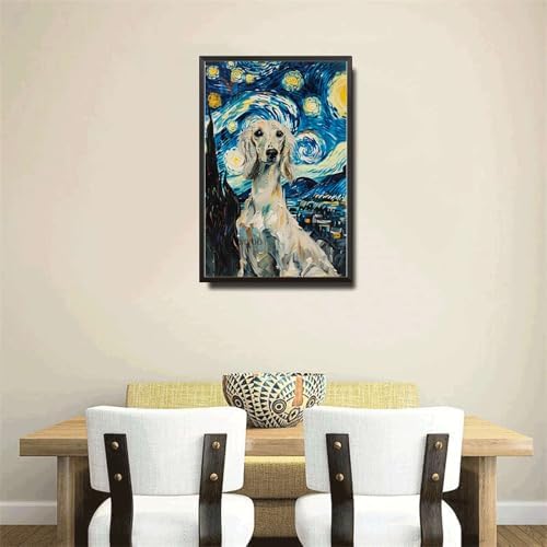 Metal Sign Vintage Tin Sign Saluki Starry Night Saluki Graceful Saluki in Night for Home Desertscape and Seasonal Celebrations Waterproof Aluminum 6×8 Inches with Metal Frame - Image 4