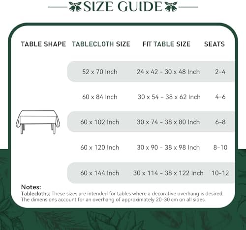 Softalker Christmas Jacquard Rectangle Tablecloth, 60 x 144 inch, Green - Image 6